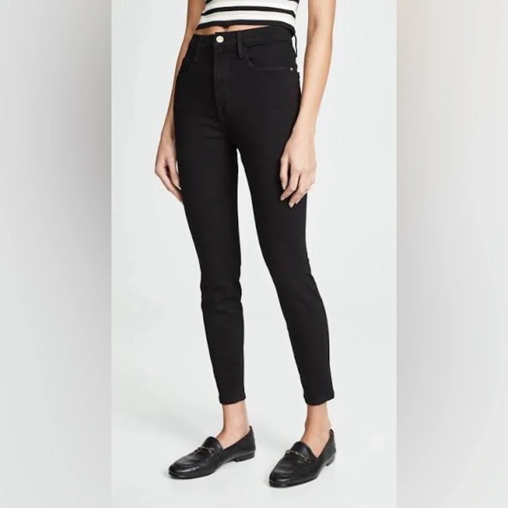 FRAME Ali High Rise Cigarette Jeans Noir Black Size 25 Slim Straight - Picture 1 of 7